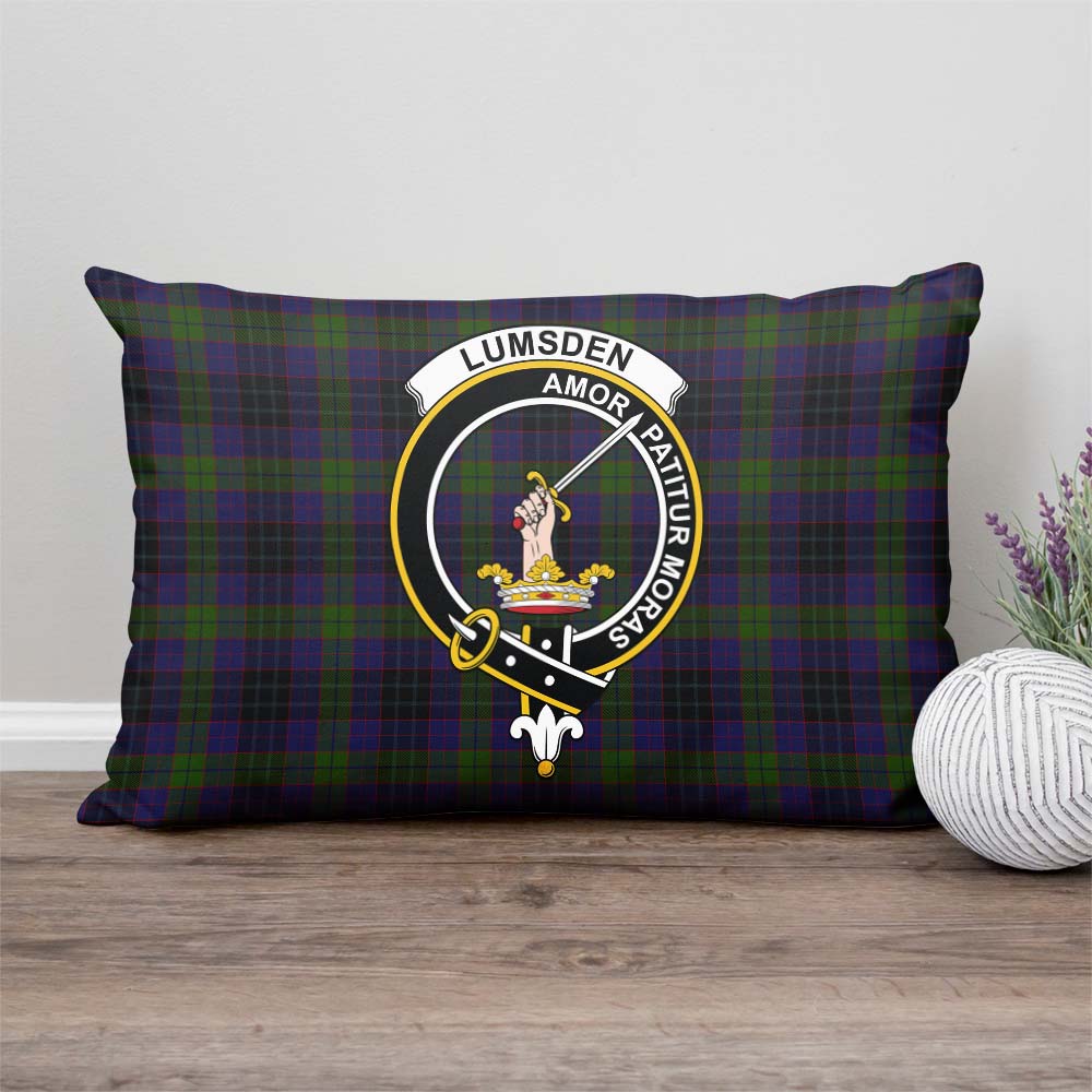 Lumsden Hunting Tartan Pillow Cover with Family Crest Rectangle Pillow Cover - Tartanvibesclothing