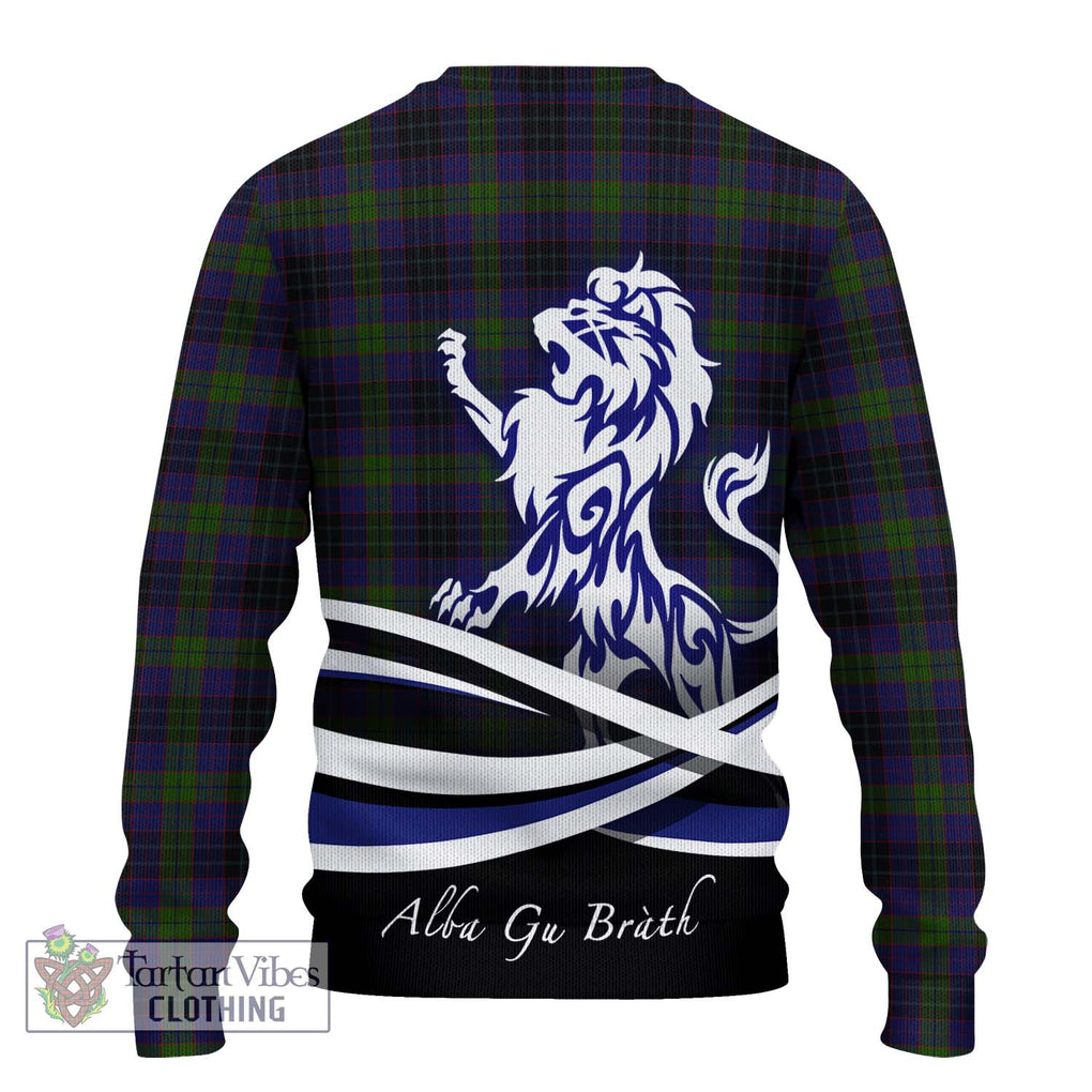 Lumsden Hunting Tartan Knitted Sweater with Alba Gu Brath Regal Lion Emblem - Tartanvibesclothing Shop