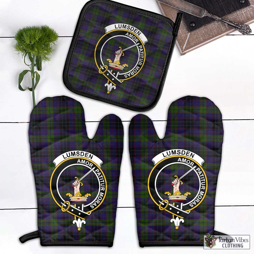 Tartan Vibes Clothing Lumsden Hunting Tartan Combo Oven Mitt & Pot-Holder with Family Crest