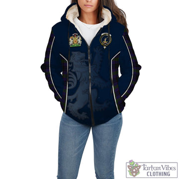 Lumsden Hunting Tartan Sherpa Hoodie with Family Crest and Lion Rampant Vibes Sport Style