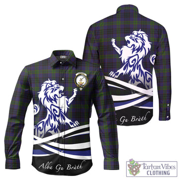 Lumsden Hunting Tartan Long Sleeve Button Up Shirt with Alba Gu Brath Regal Lion Emblem