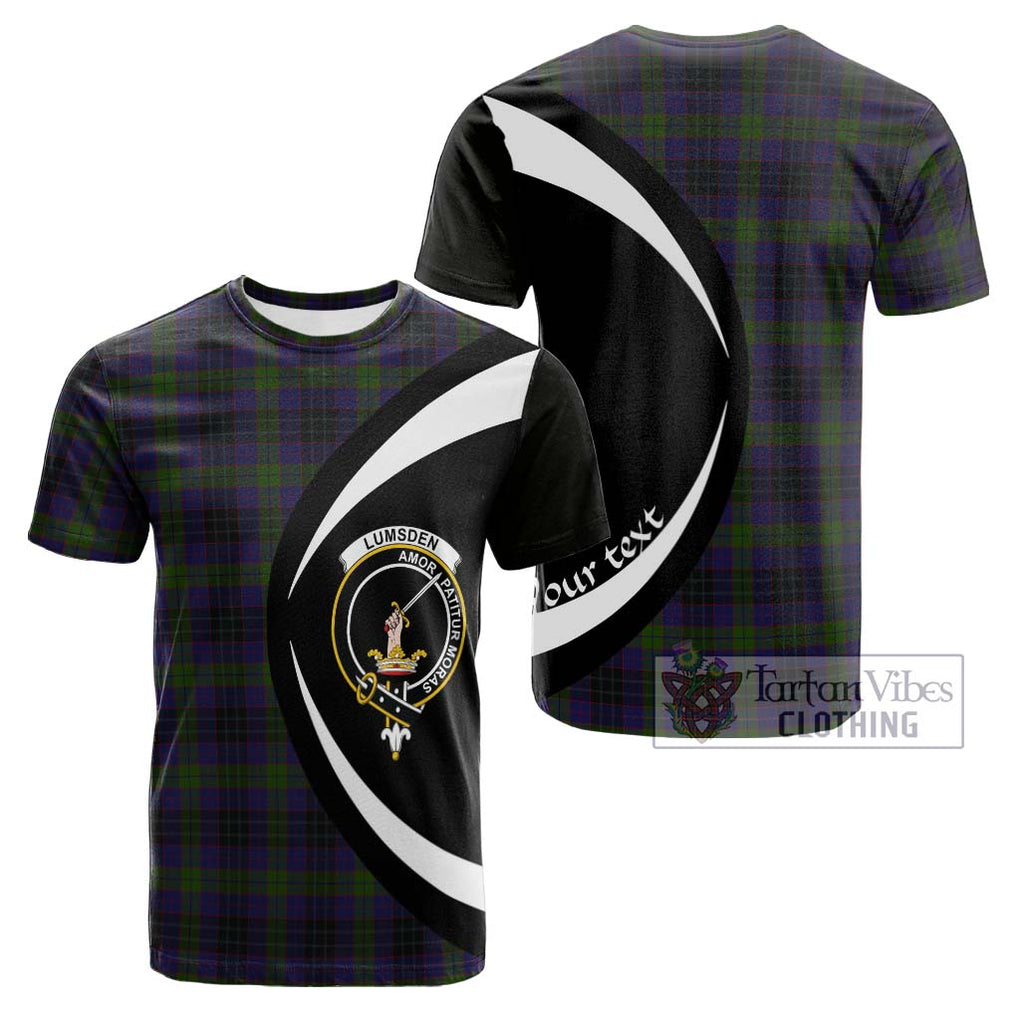 Tartan Vibes Clothing Lumsden Hunting Tartan Cotton T-shirt with Family Crest Circle Style