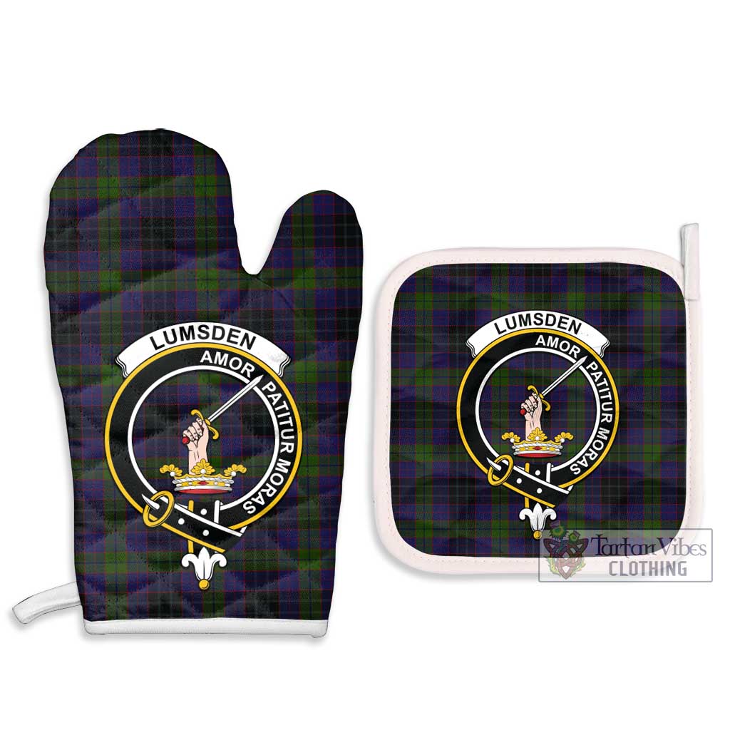 Tartan Vibes Clothing Lumsden Hunting Tartan Combo Oven Mitt & Pot-Holder with Family Crest