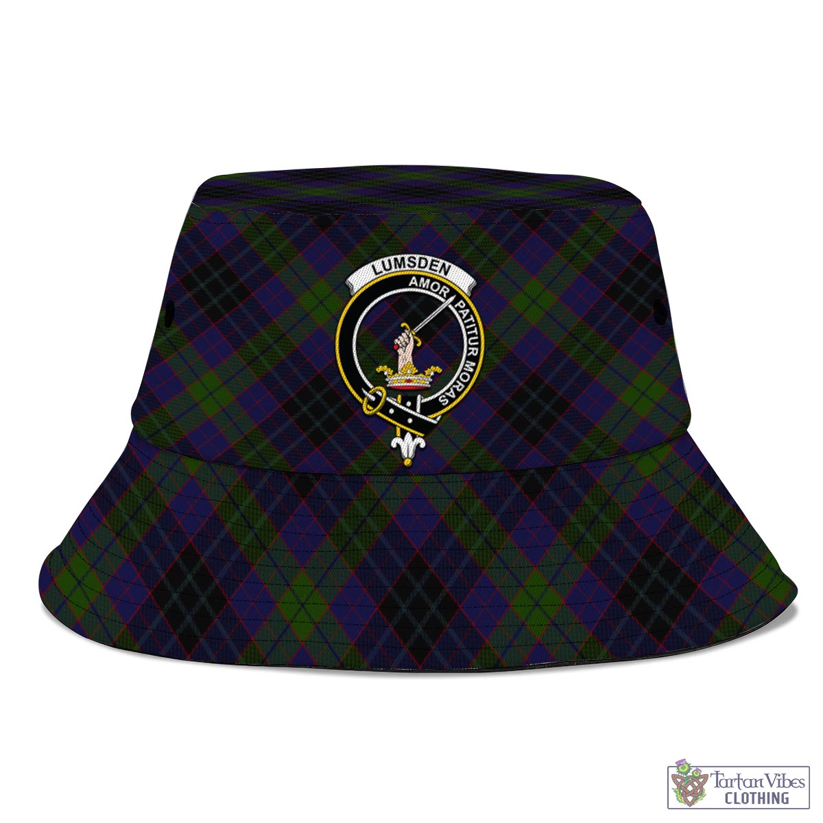 Tartan Vibes Clothing Lumsden Hunting Tartan Bucket Hat with Family Crest