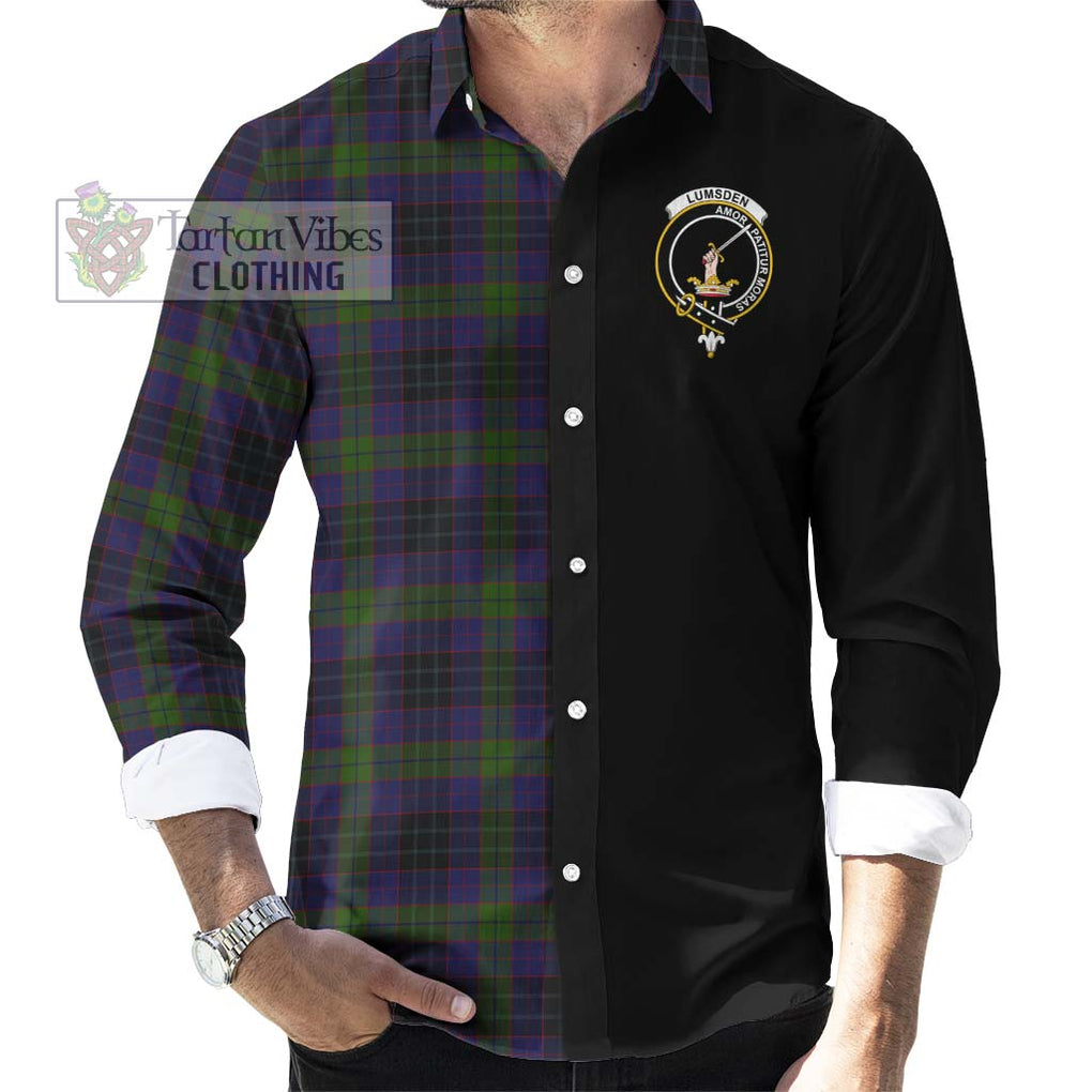 Lumsden Hunting Tartan Long Sleeve Button Shirt with Family Crest and Half Of Me Style - Tartanvibesclothing Shop