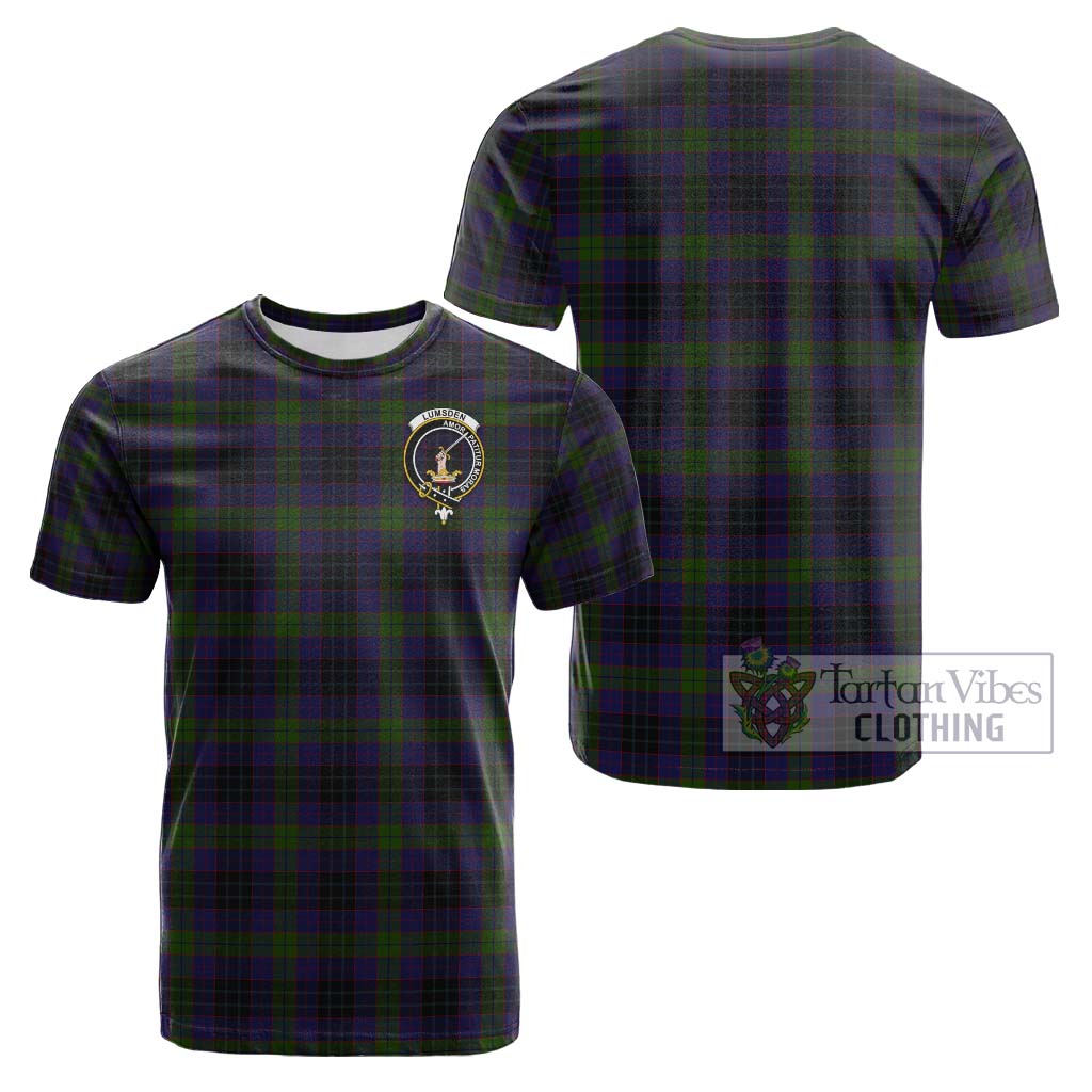 Tartan Vibes Clothing Lumsden Hunting Tartan Cotton T-Shirt with Family Crest
