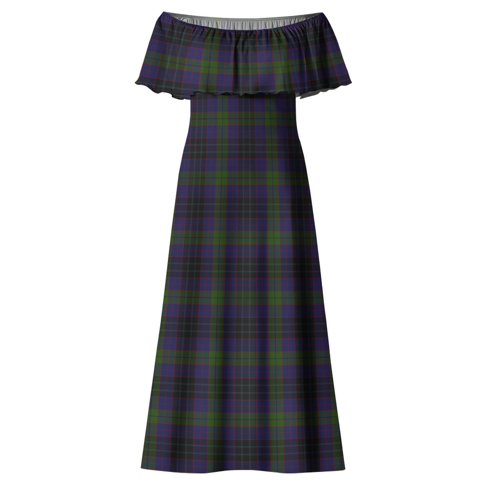 Lumsden Hunting Tartan Off Shoulder Long Dress - Tartanvibesclothing