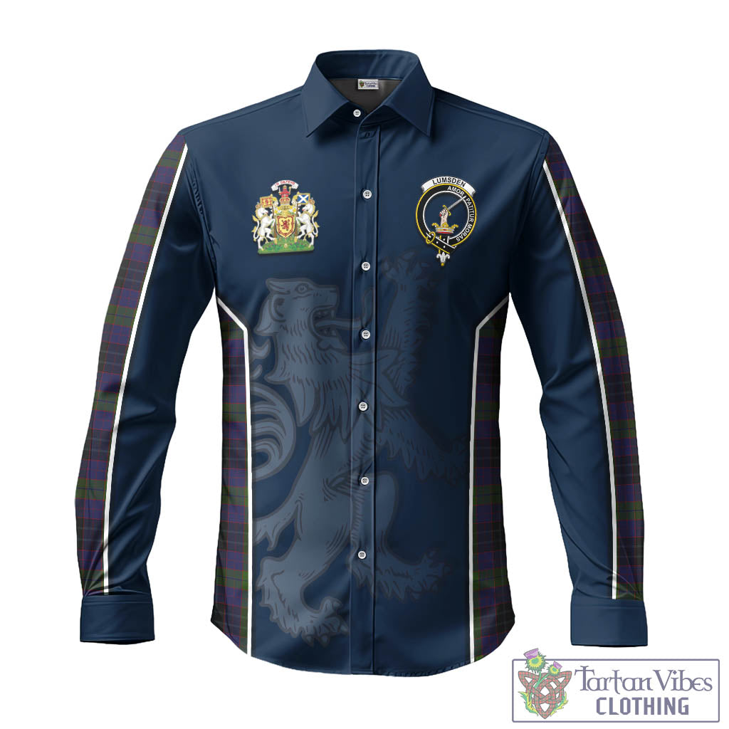 Tartan Vibes Clothing Lumsden Hunting Tartan Long Sleeve Button Up Shirt with Family Crest and Lion Rampant Vibes Sport Style