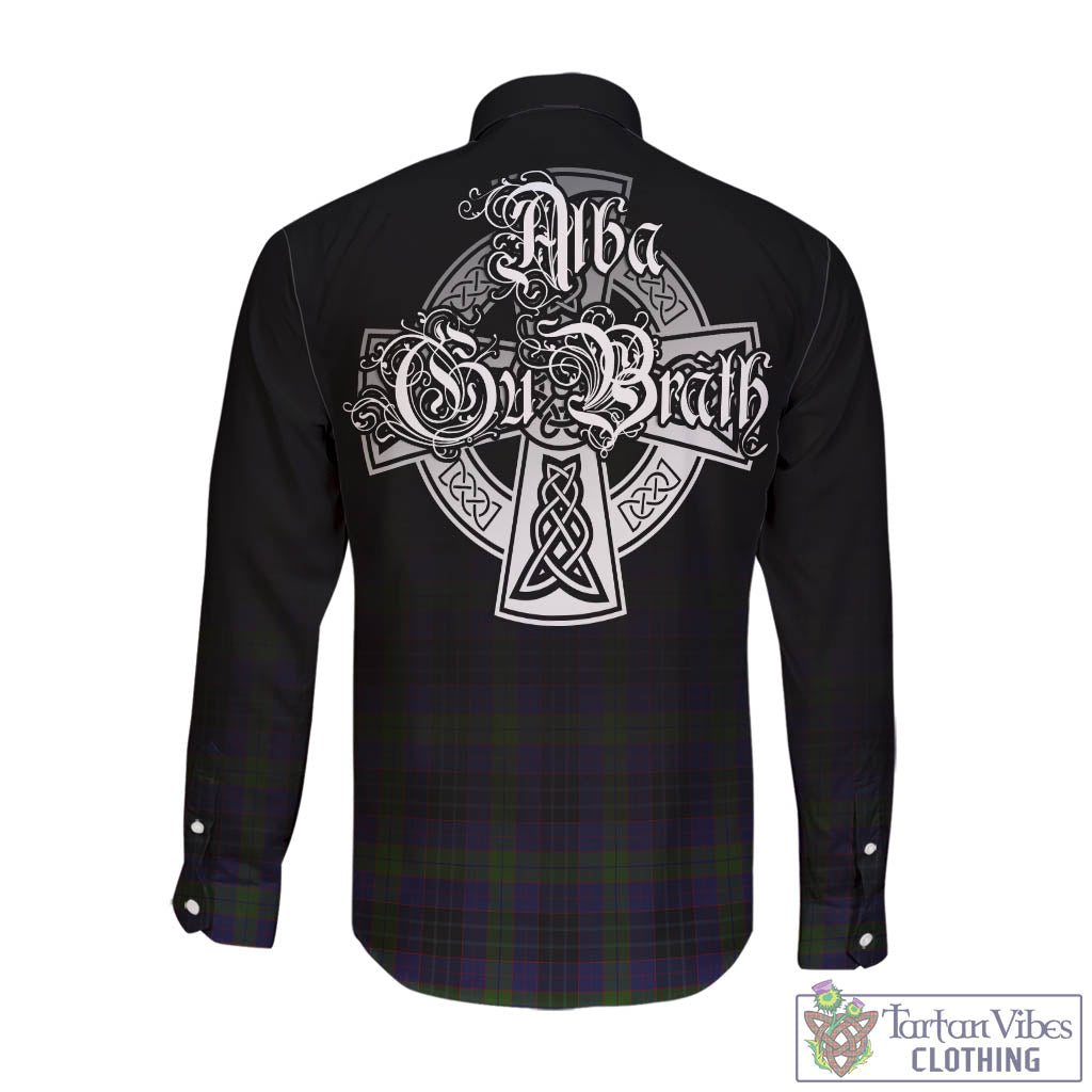 Tartan Vibes Clothing Lumsden Hunting Tartan Long Sleeve Button Up Featuring Alba Gu Brath Family Crest Celtic Inspired