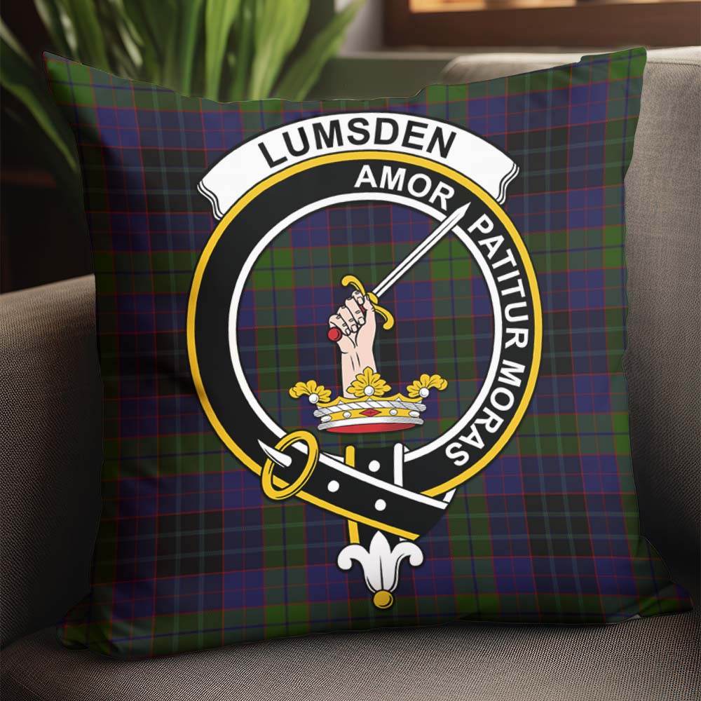 Lumsden Hunting Tartan Pillow Cover with Family Crest - Tartanvibesclothing