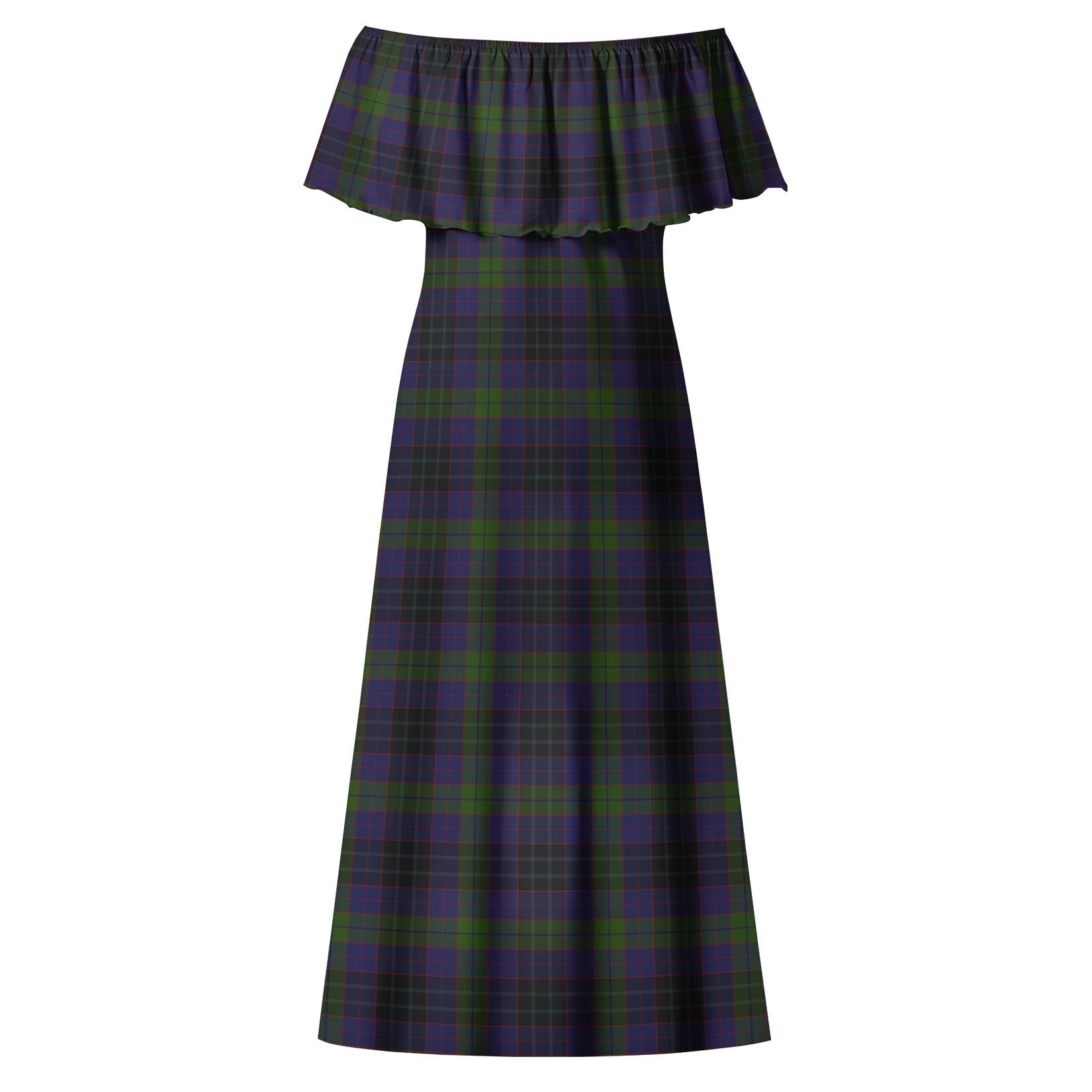 Lumsden Hunting Tartan Off Shoulder Long Dress - Tartanvibesclothing