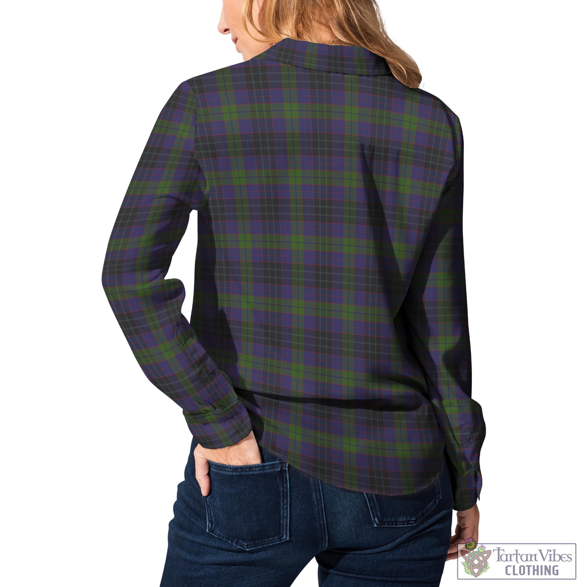 Tartan Vibes Clothing Lumsden Hunting Tartan Womens Casual Shirt with Family Crest