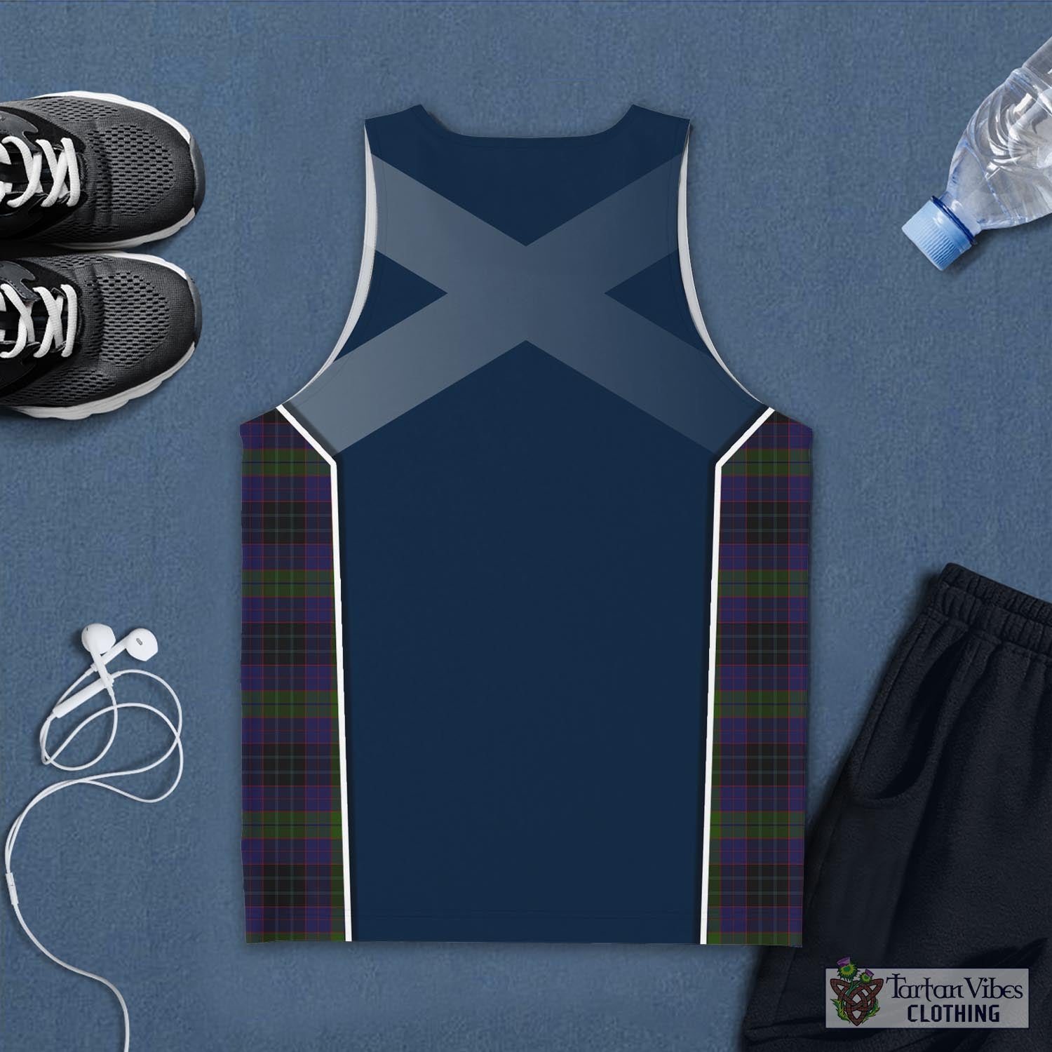 Tartan Vibes Clothing Lumsden Hunting Tartan Men's Tanks Top with Family Crest and Scottish Thistle Vibes Sport Style