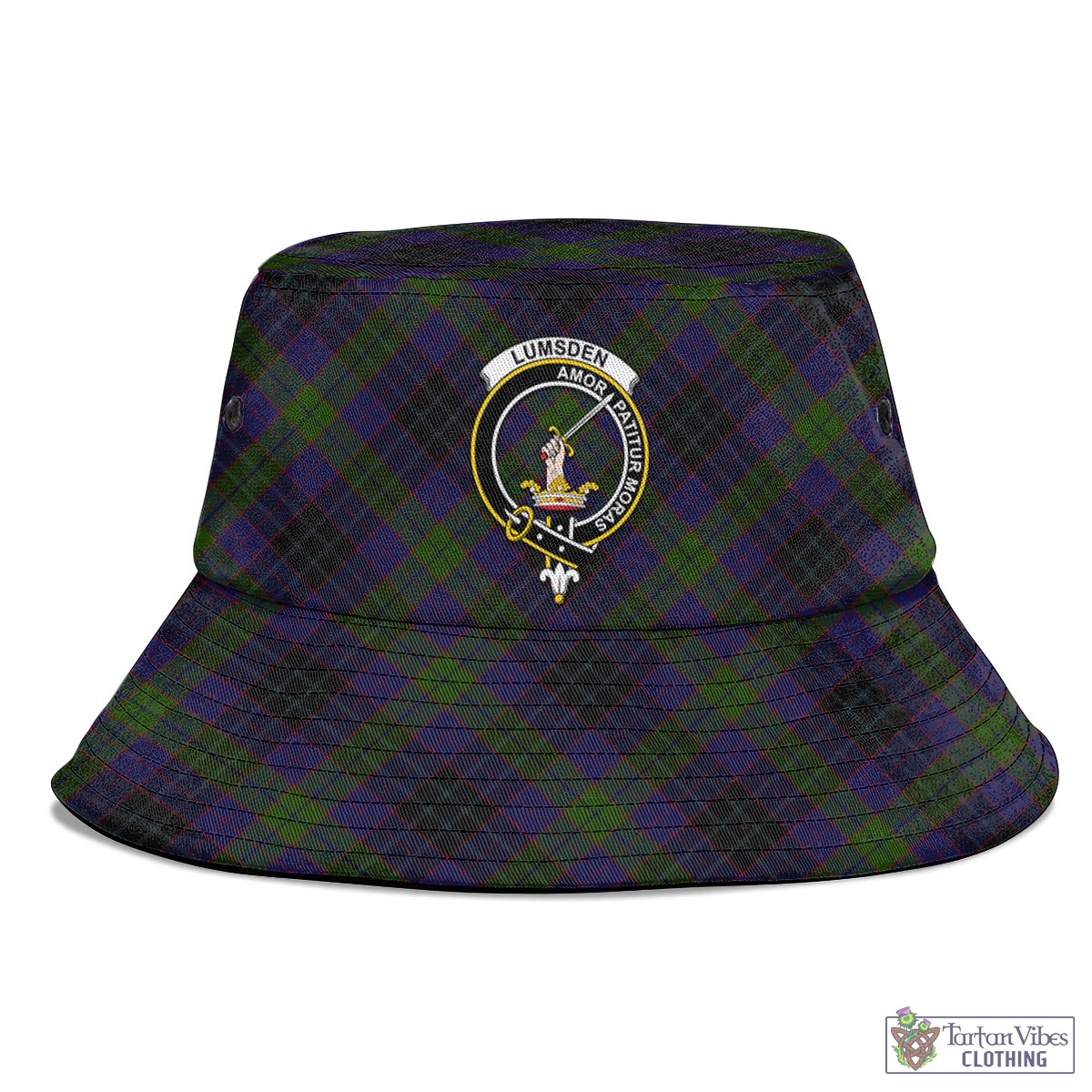 Tartan Vibes Clothing Lumsden Hunting Tartan Bucket Hat with Family Crest