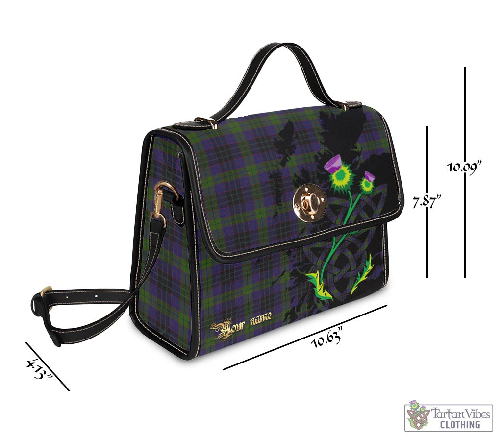 Tartan Vibes Clothing Lumsden Hunting Tartan Waterproof Canvas Bag with Scotland Map and Thistle Celtic Accents