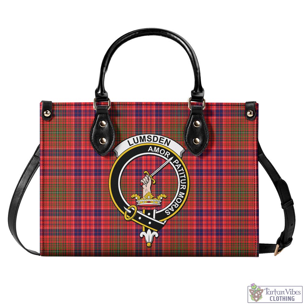 Tartan Vibes Clothing Lumsden Modern Tartan Luxury Leather Handbags with Family Crest