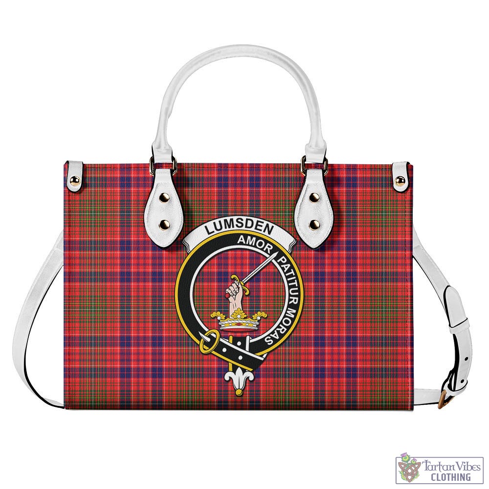 Tartan Vibes Clothing Lumsden Modern Tartan Luxury Leather Handbags with Family Crest