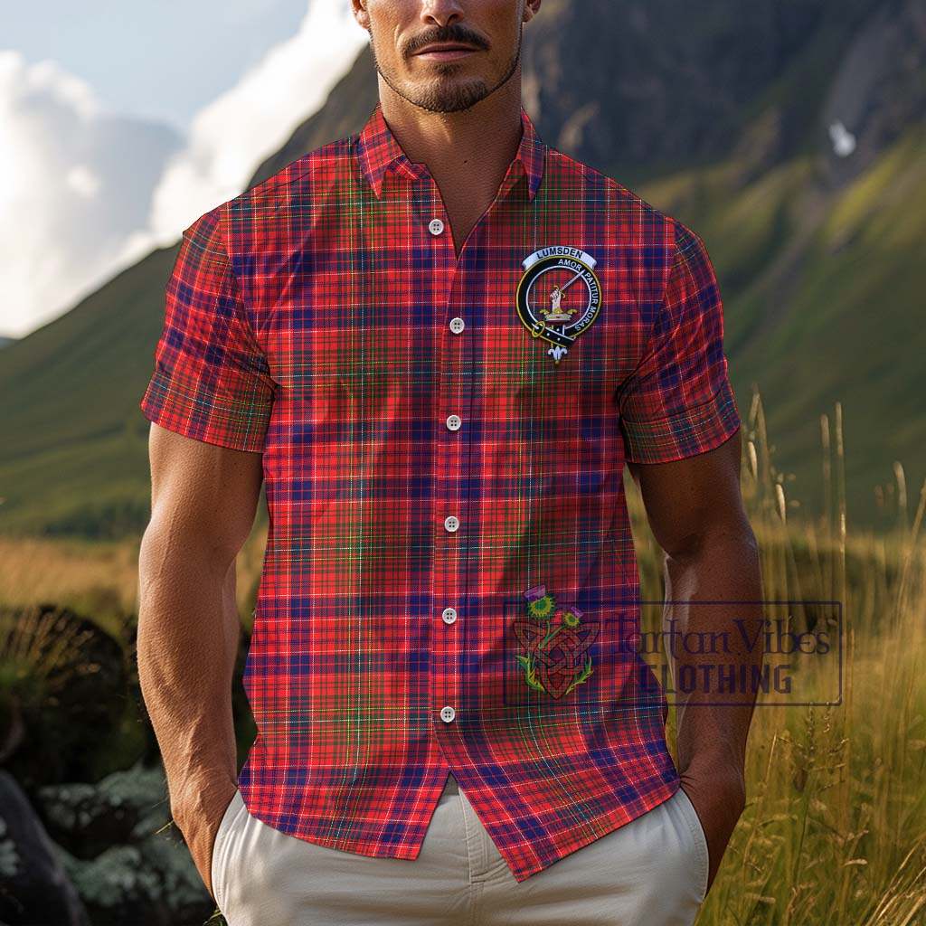 Tartan Vibes Clothing Lumsden Modern Tartan Cotton Hawaiian Shirt with Family Crest