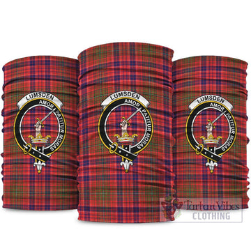 Lumsden Modern Tartan Neck Gaiters, Tartan Bandanas, Tartan Head Band with Family Crest