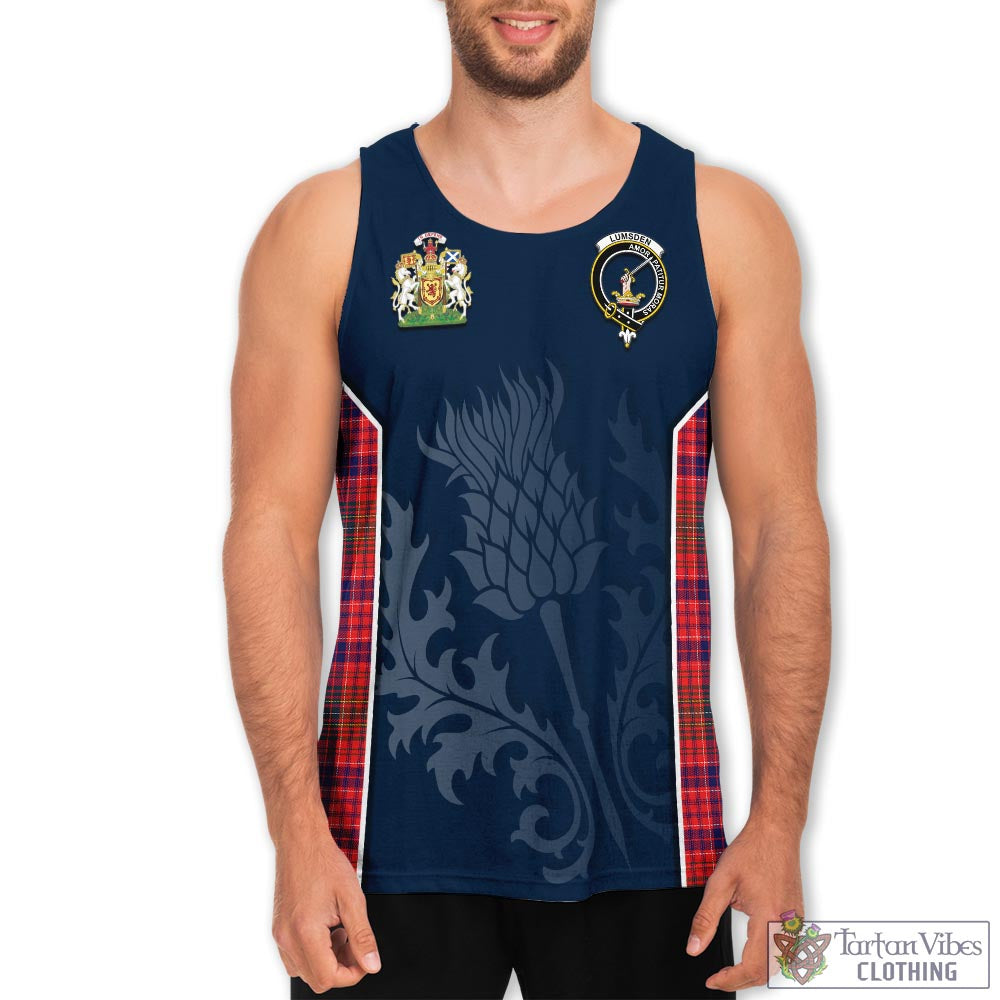 Tartan Vibes Clothing Lumsden Modern Tartan Men's Tanks Top with Family Crest and Scottish Thistle Vibes Sport Style