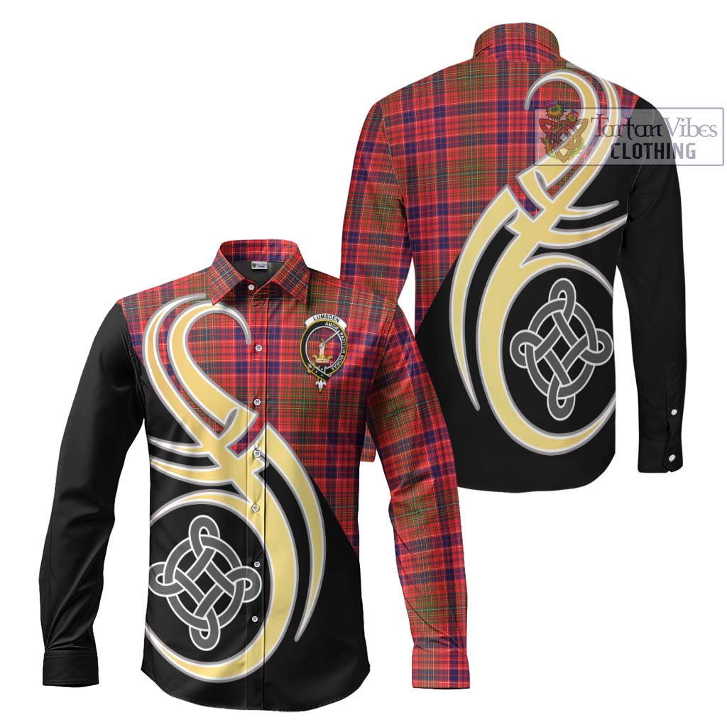 Lumsden Modern Tartan Long Sleeve Button Shirt with Family Crest and Celtic Symbol Style Men's Shirt S - Tartan Vibes Clothing