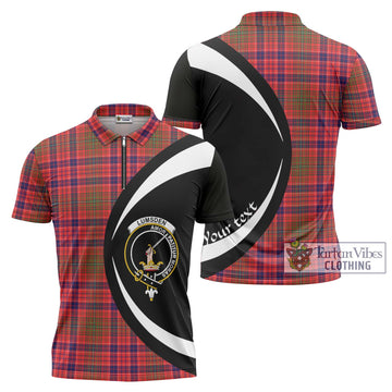 Lumsden Modern Tartan Zipper Polo Shirt with Family Crest Circle Style