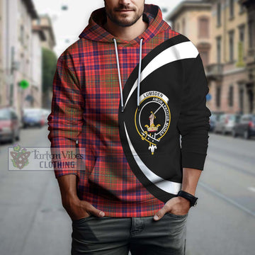 Lumsden Modern Tartan Hoodie with Family Crest Circle Style