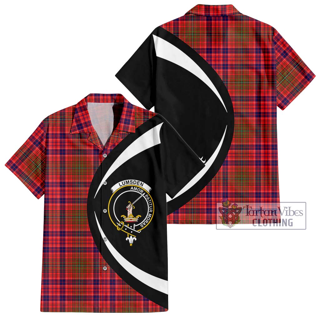 Lumsden Modern Tartan Short Sleeve Button Up with Family Crest Circle Style Kid - Tartan Vibes Clothing