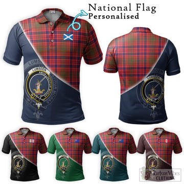 Lumsden Modern Tartan Polo Shirt with Personalised National Flag and Family Crest Half Style