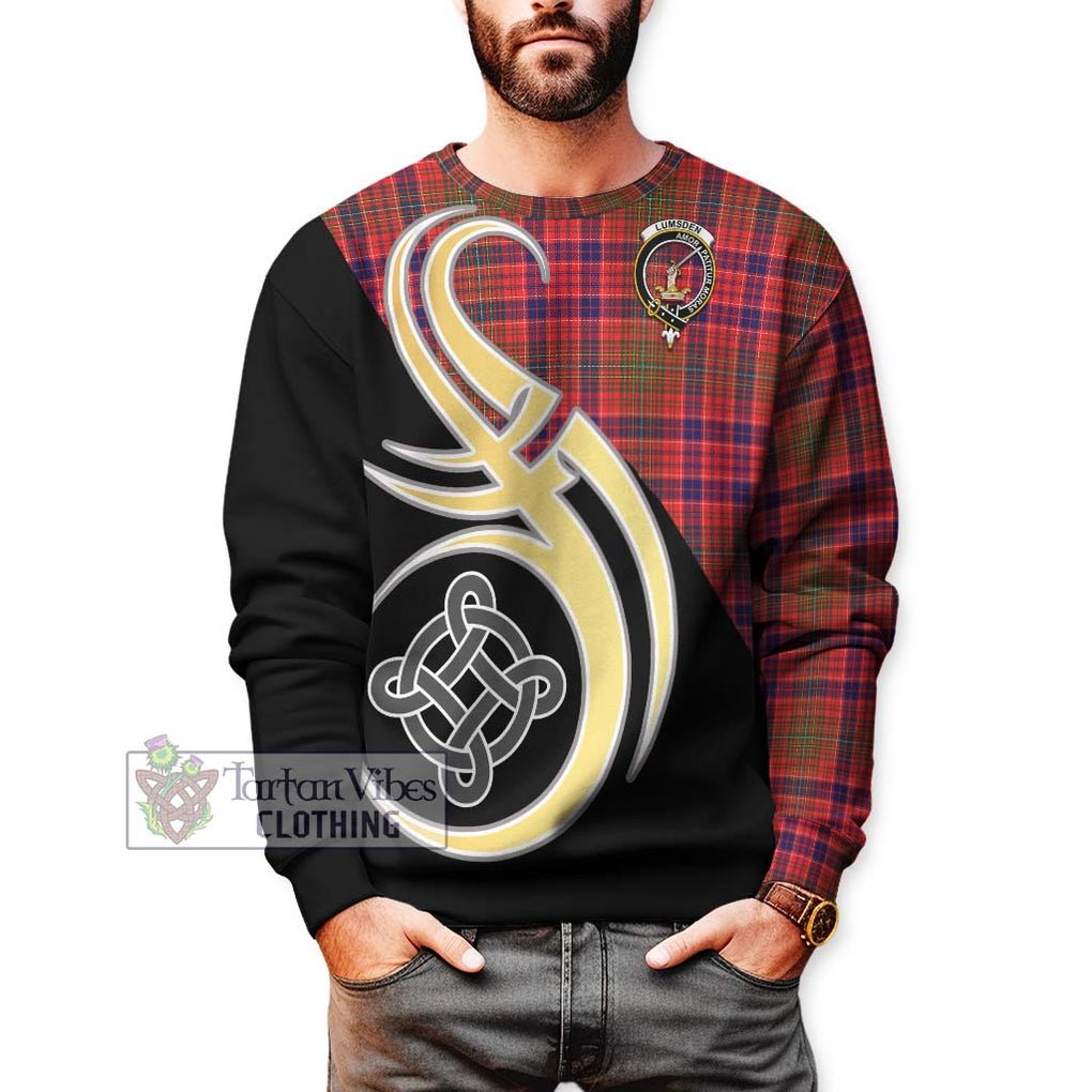 Lumsden Modern Tartan Sweatshirt with Family Crest and Celtic Symbol Style Unisex - Tartan Vibes Clothing