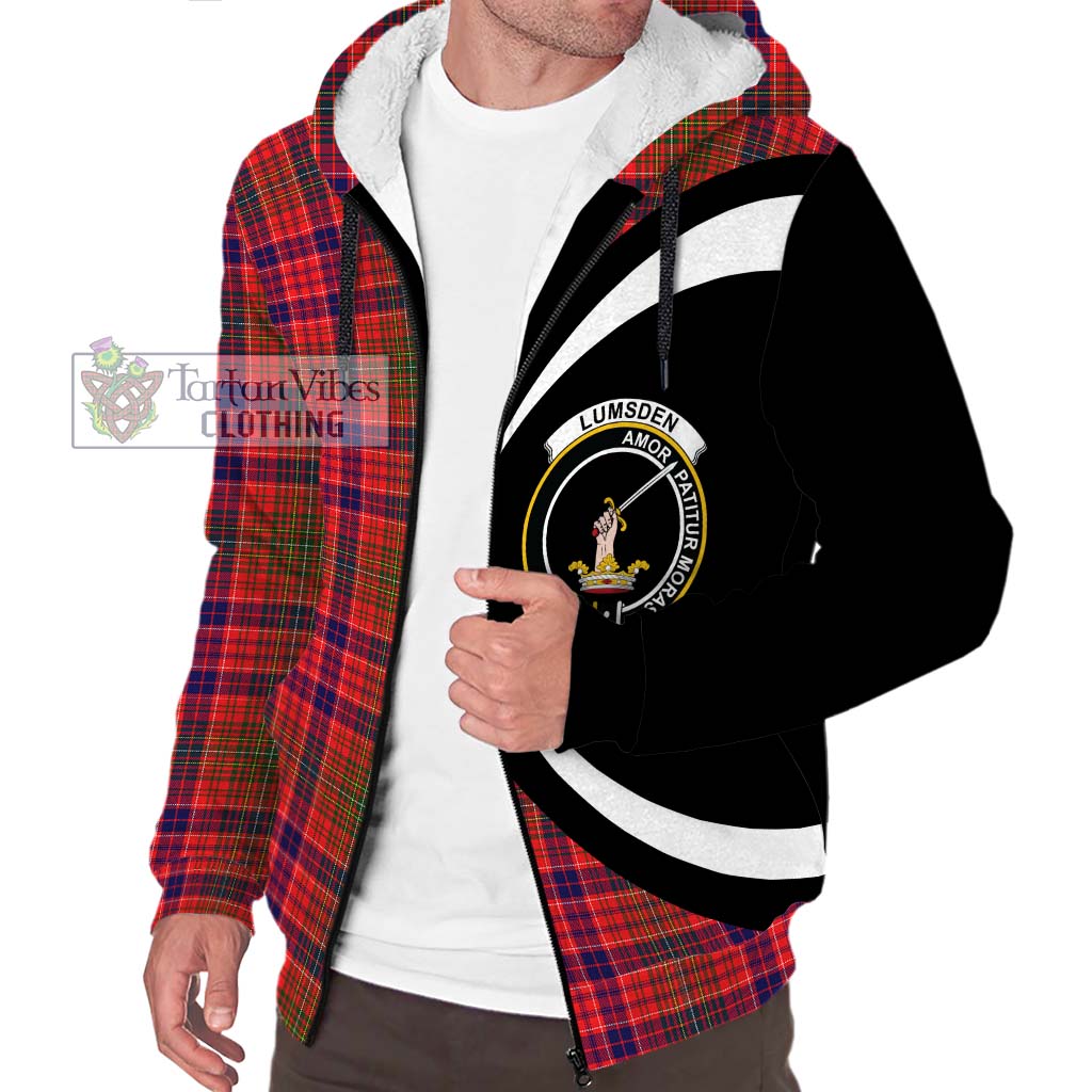 Lumsden Modern Tartan Sherpa Hoodie with Family Crest Circle Style Unisex S - Tartan Vibes Clothing