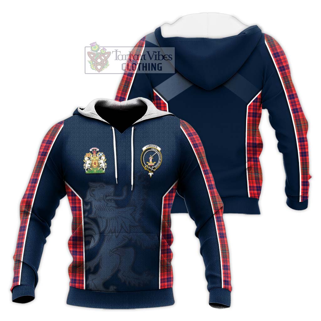 Tartan Vibes Clothing Lumsden Modern Tartan Knitted Hoodie with Family Crest and Lion Rampant Vibes Sport Style