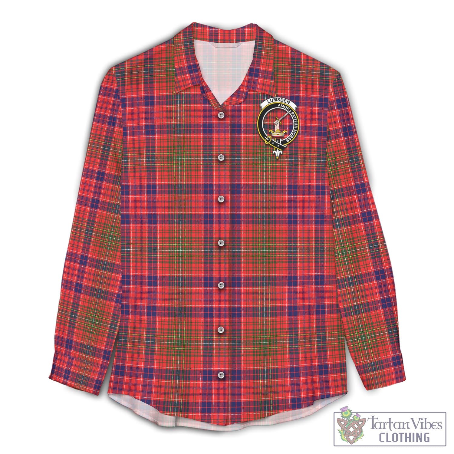 Tartan Vibes Clothing Lumsden Modern Tartan Womens Casual Shirt with Family Crest