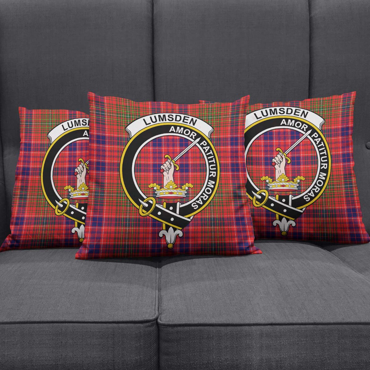 Lumsden Modern Tartan Pillow Cover with Family Crest Square Pillow Cover - Tartanvibesclothing