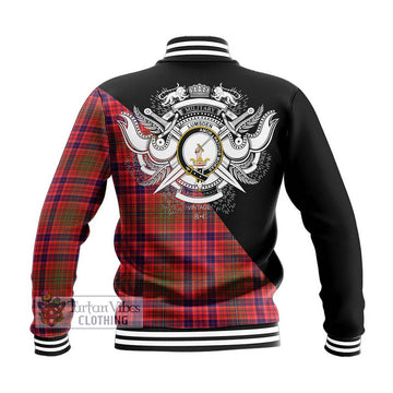 Lumsden Modern Tartan Baseball Jacket with Family Crest and Military Logo Style