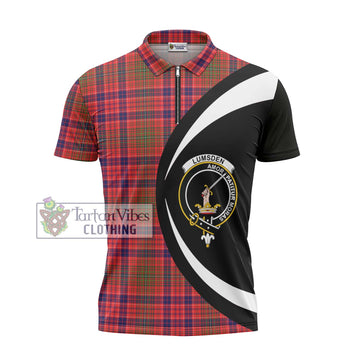 Lumsden Modern Tartan Zipper Polo Shirt with Family Crest Circle Style