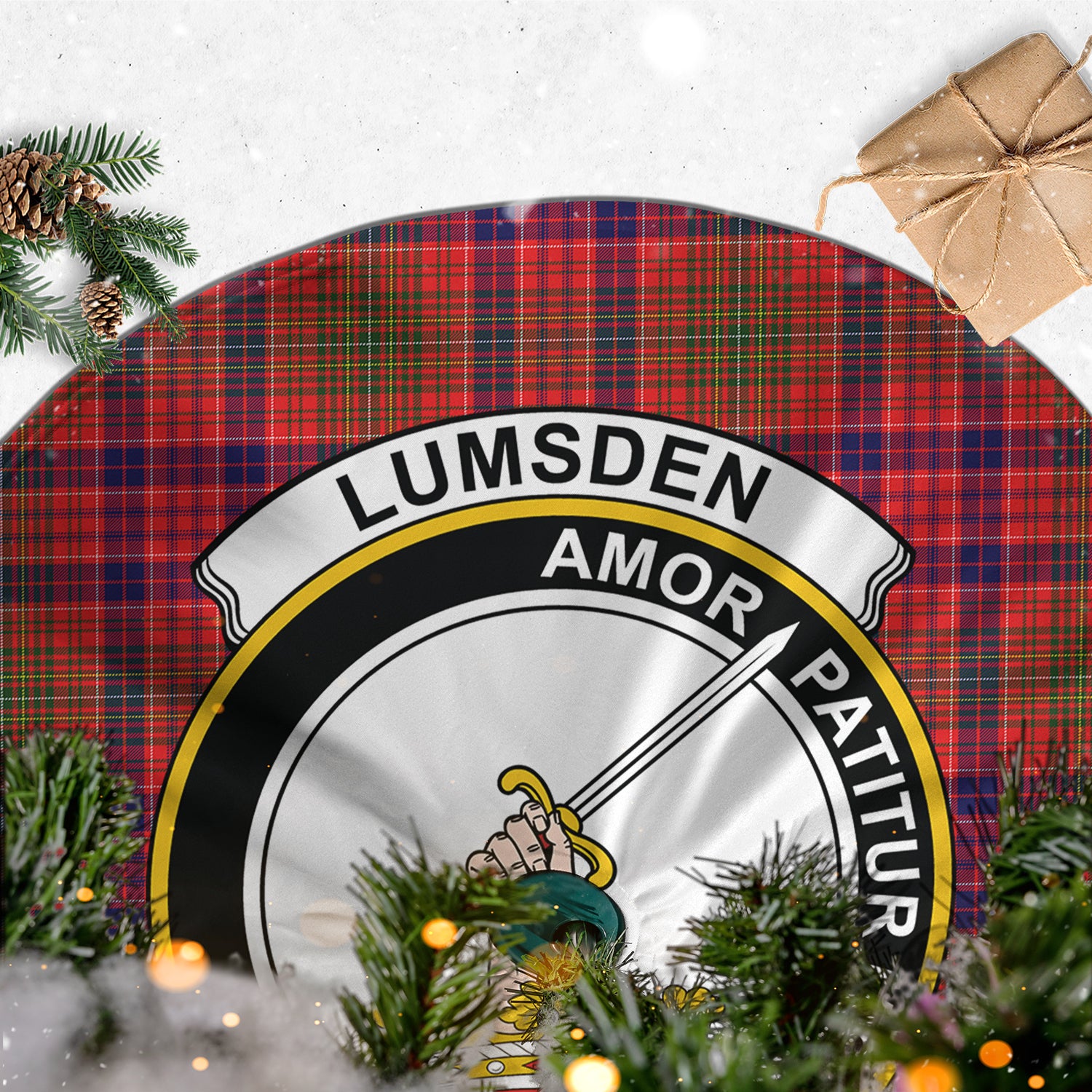 Lumsden Modern Tartan Christmas Tree Skirt with Family Crest - Tartanvibesclothing