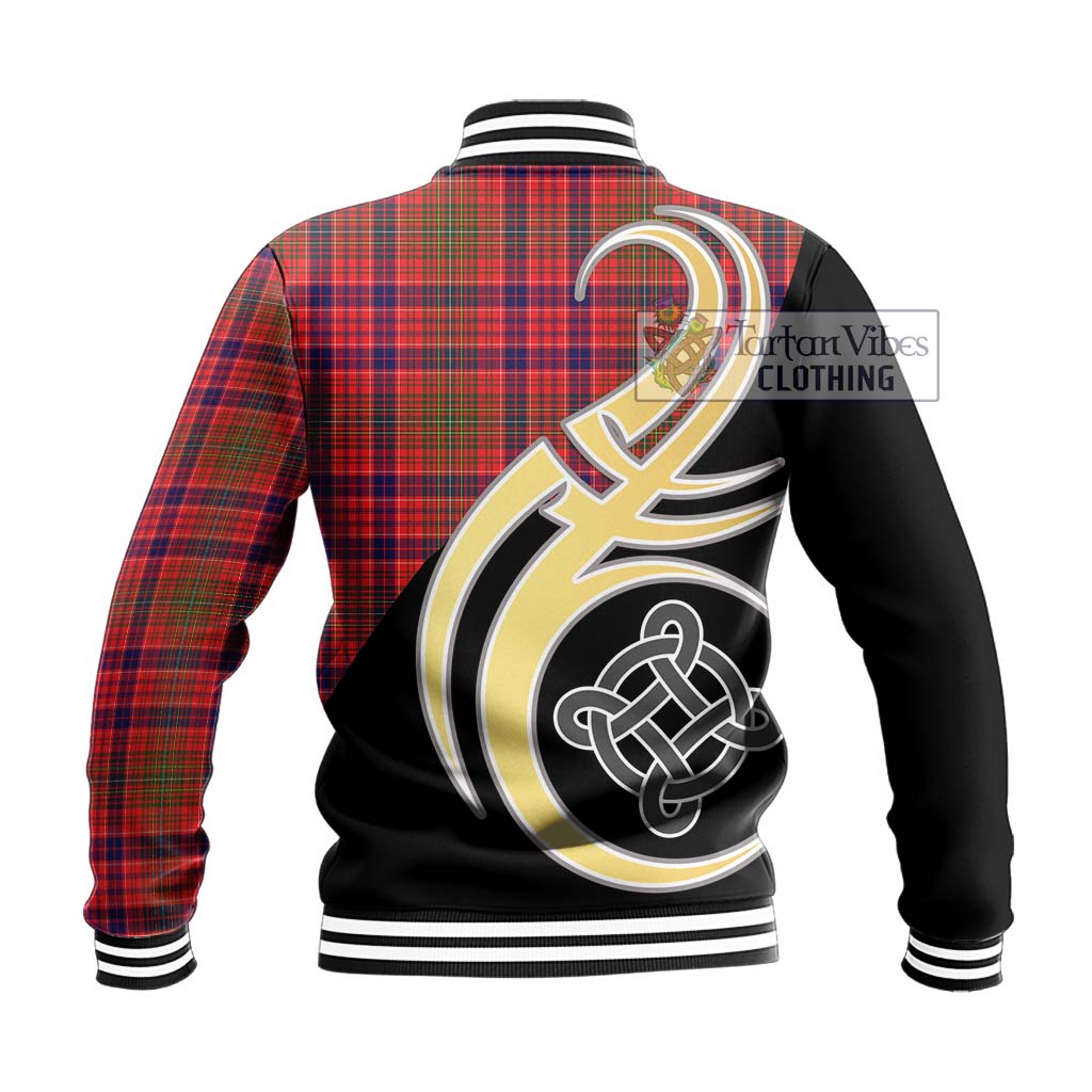 Tartan Vibes Clothing Lumsden Modern Tartan Baseball Jacket with Family Crest and Celtic Symbol Style