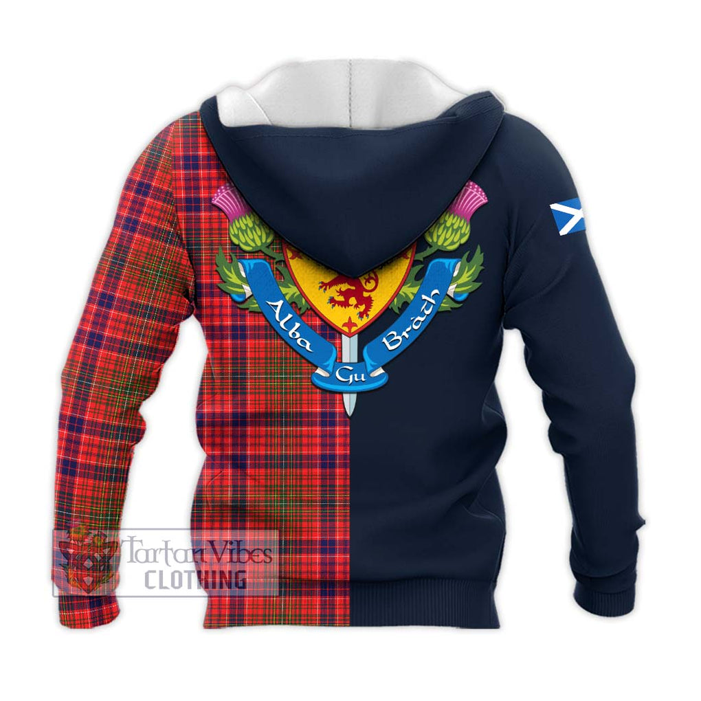 Tartan Vibes Clothing Lumsden Modern Tartan Knitted Hoodie with Scottish Lion Royal Arm Half Style