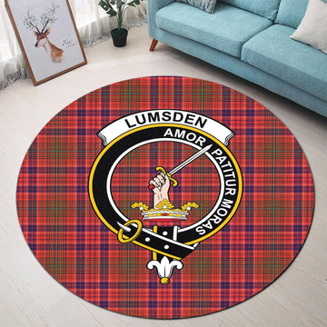 Lumsden Modern Tartan Round Rug with Family Crest