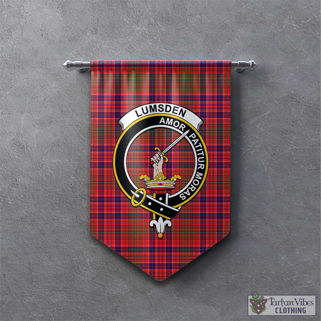 Tartan Vibes Clothing Lumsden Modern Tartan Gonfalon, Tartan Banner with Family Crest