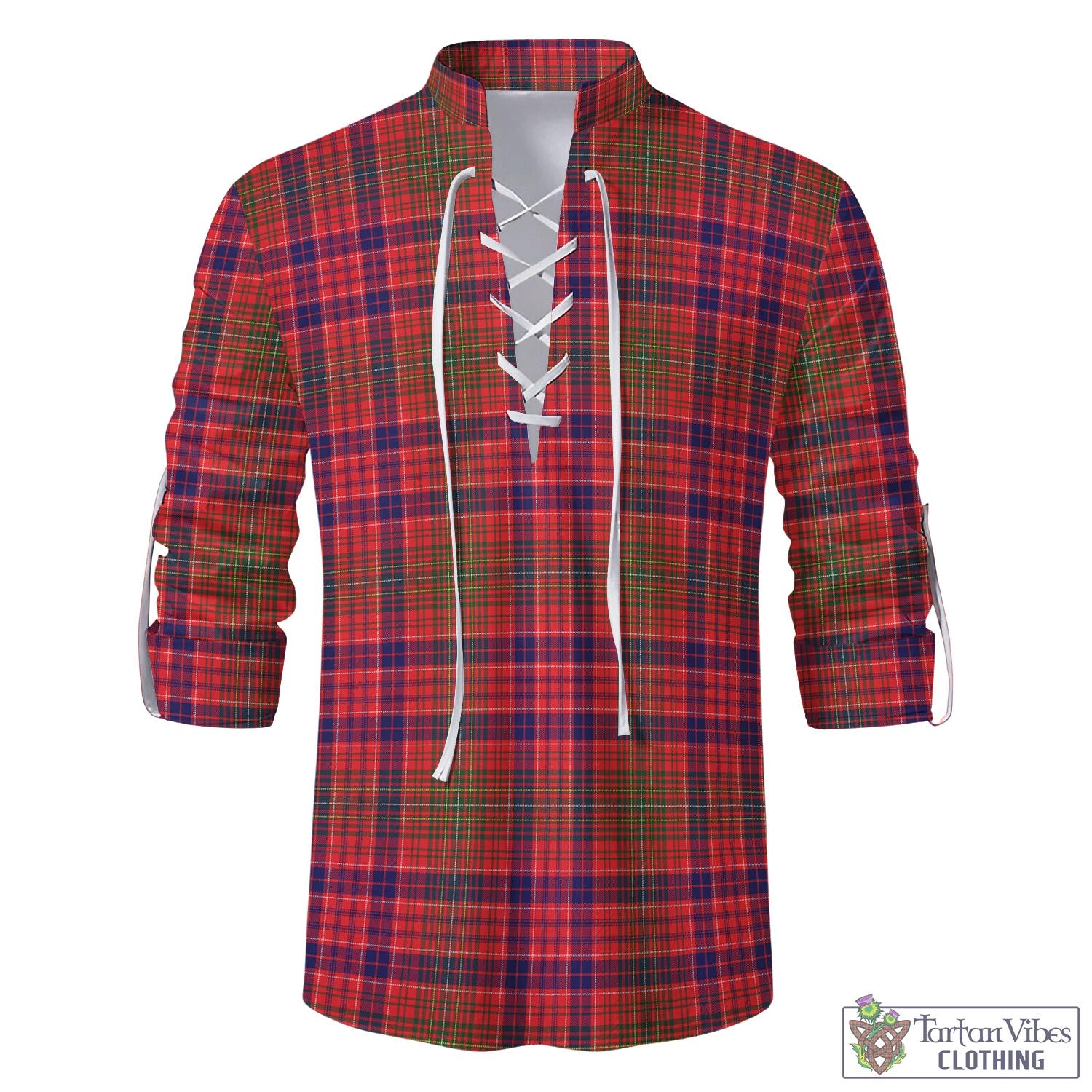 Tartan Vibes Clothing Lumsden Modern Tartan Men's Scottish Traditional Jacobite Ghillie Kilt Shirt