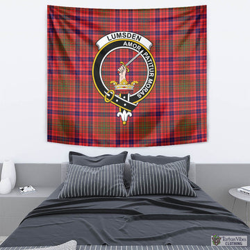 Lumsden Modern Tartan Tapestry Wall Hanging and Home Decor for Room with Family Crest