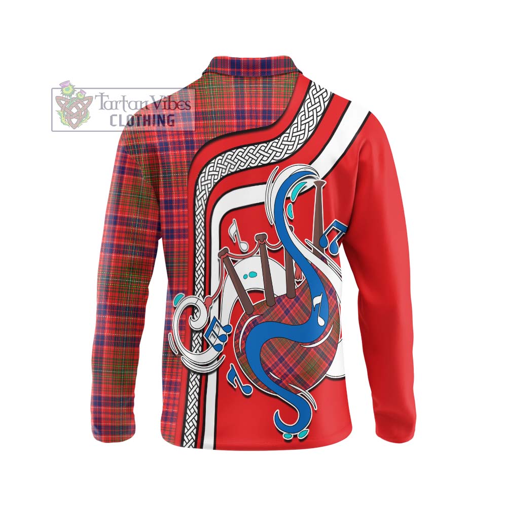 Tartan Vibes Clothing Lumsden Modern Tartan Long Sleeve Polo Shirt with Epic Bagpipe Style