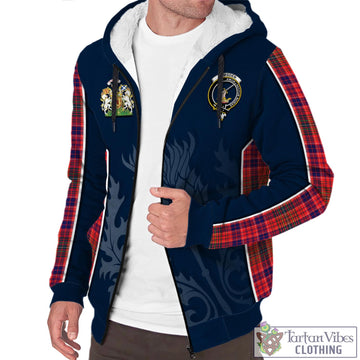 Lumsden Modern Tartan Sherpa Hoodie with Family Crest and Scottish Thistle Vibes Sport Style