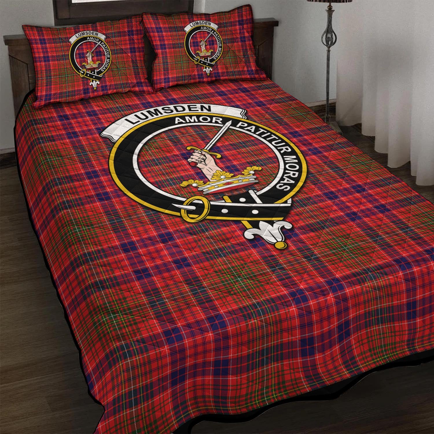 Lumsden Modern Tartan Quilt Bed Set with Family Crest - Tartan Vibes Clothing