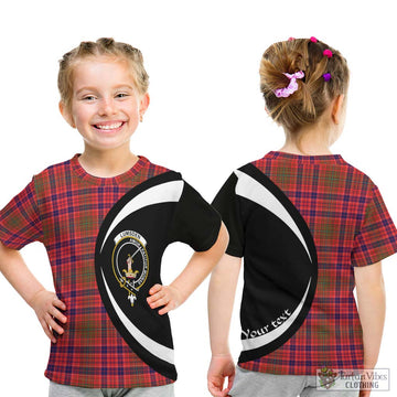 Lumsden Modern Tartan Kid T-Shirt with Family Crest Circle Style