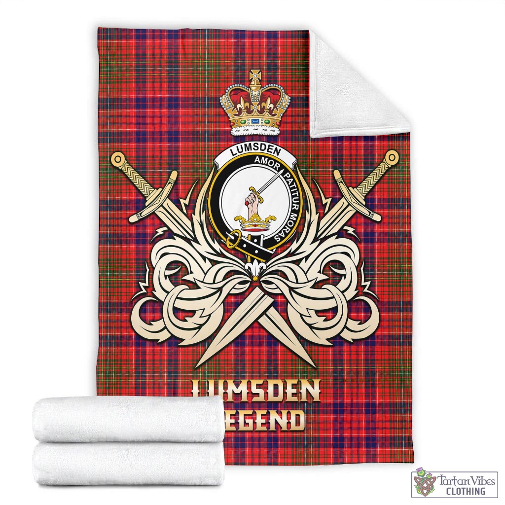 Tartan Vibes Clothing Lumsden Modern Tartan Blanket with Clan Crest and the Golden Sword of Courageous Legacy