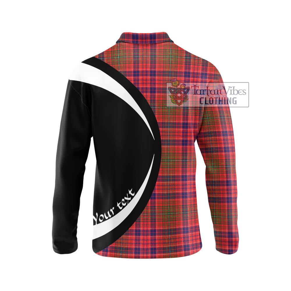 Lumsden Modern Tartan Long Sleeve Polo Shirt with Family Crest Circle Style - Tartan Vibes Clothing