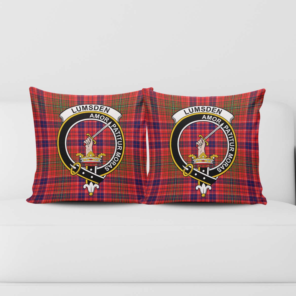 Lumsden Modern Tartan Pillow Cover with Family Crest - Tartanvibesclothing